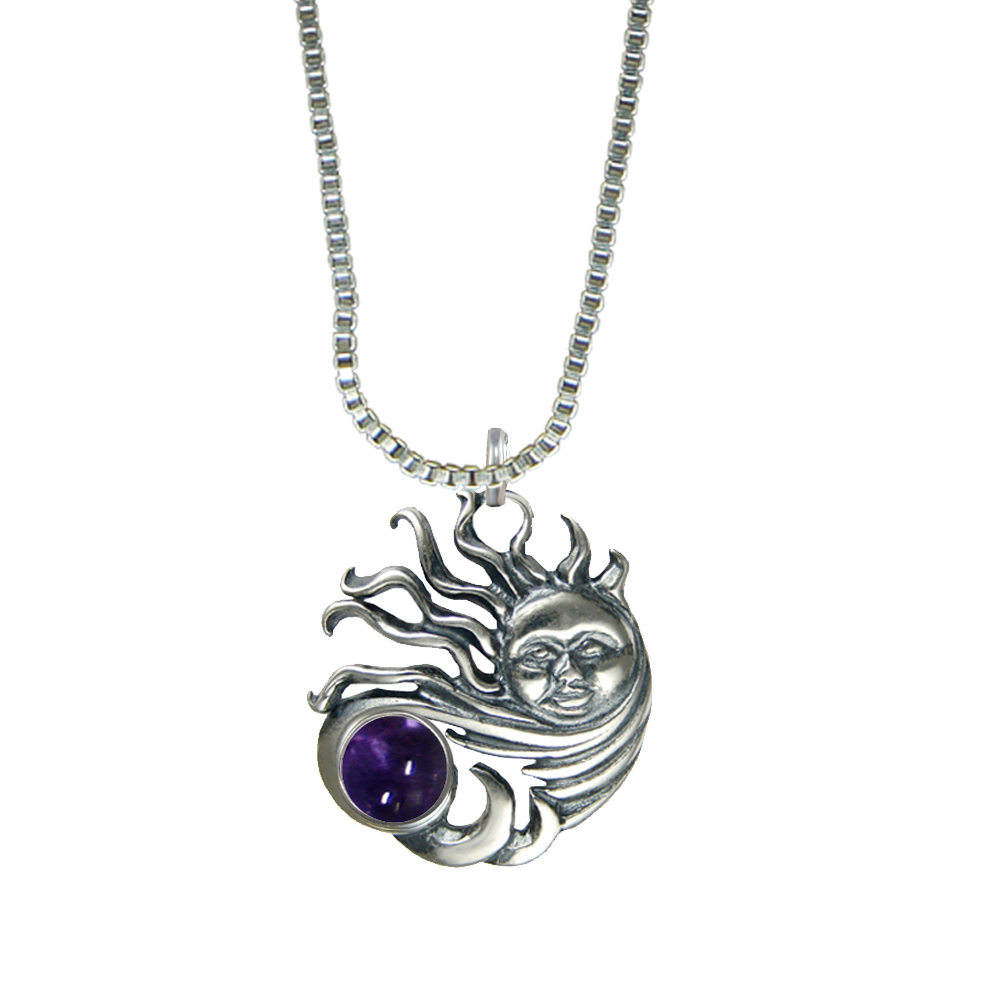 Sterling Silver Sun Pendant With Iolite